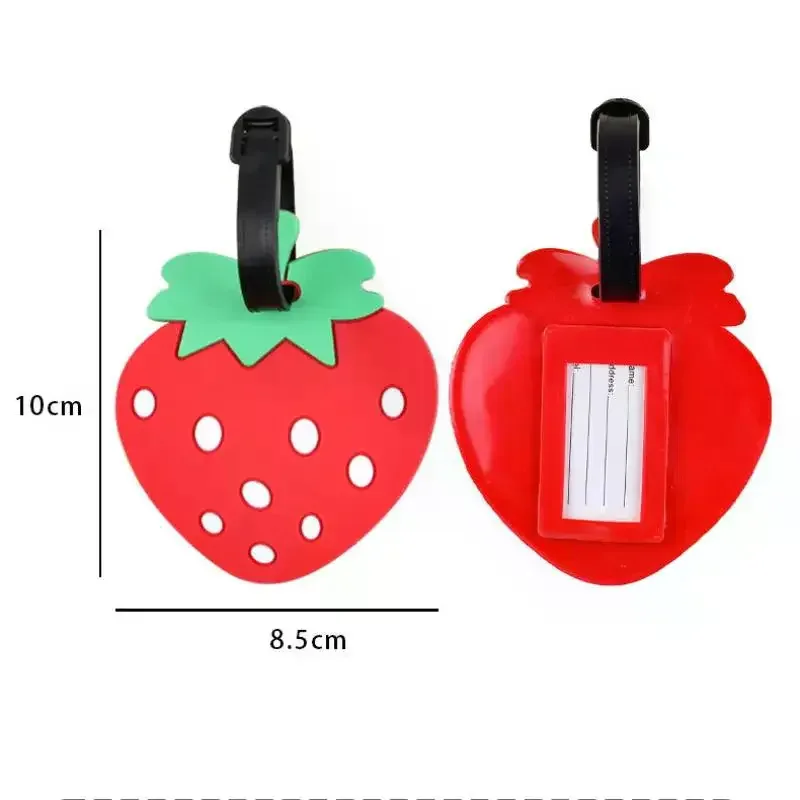 lot de 2 étiquettes de bagage en forme de fraise, créatives et personnalisables, en pvc souple, pour carte d'embarquement de voyage, nouveauté