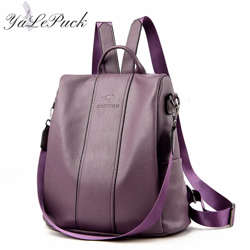 sac à dos en cuir anti-vol pour femmes, sac à bandoulière vintage pour dames, sac de voyage de grande capacité, sacs d'école pour filles mochila feminina