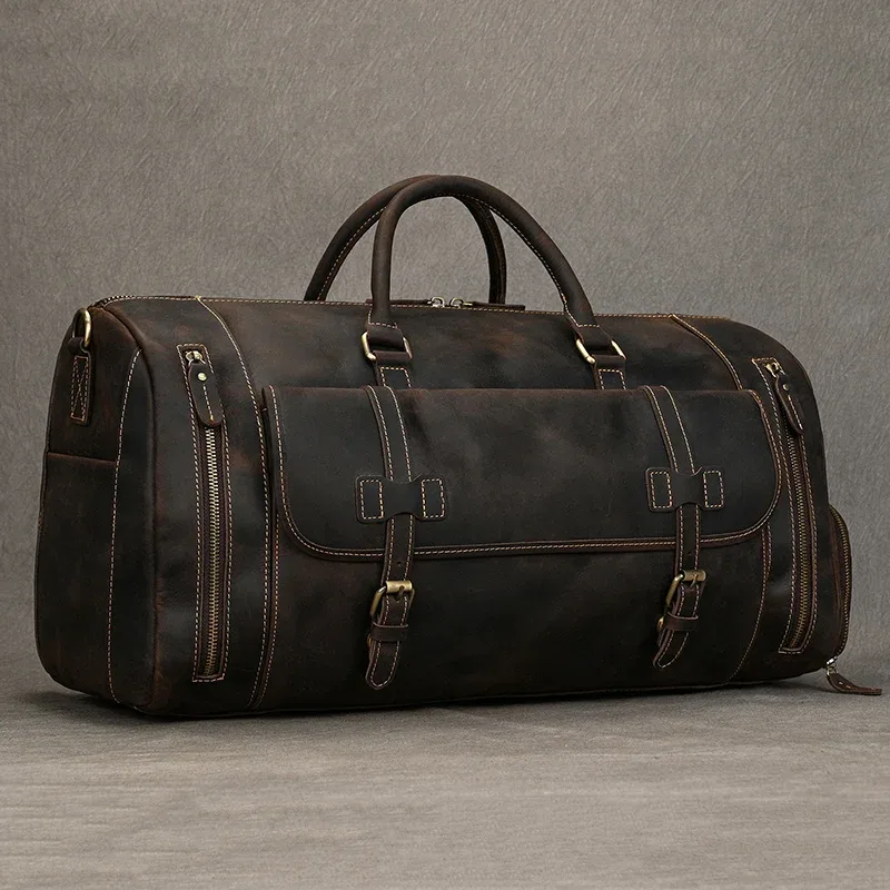 maheu-grand sac de voyage en cuir group pour homme, bagage de style vintage, accessoire de -du-- end