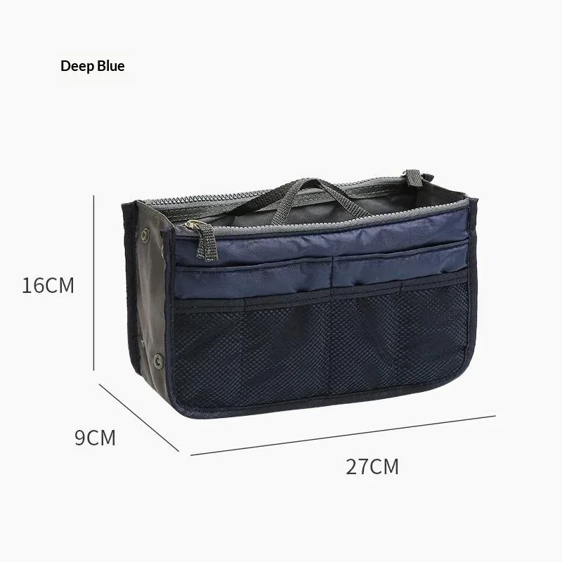 sac de rangement multifonctionnel à double fermeture éclair, grande capacité, pour l'organisation et le classement des articles de maquillage et de toilette.