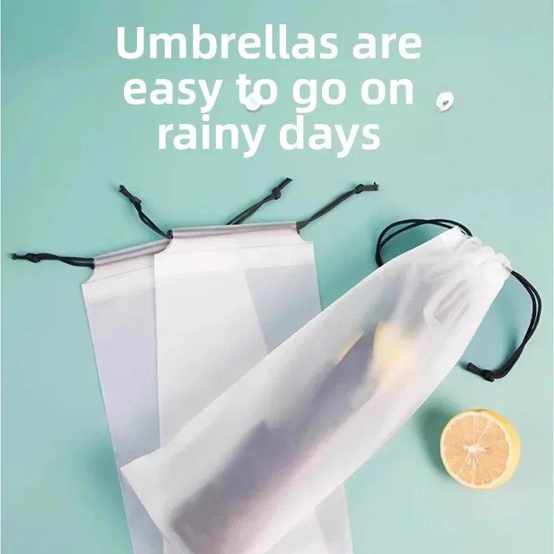 lot de 10 sacs de rangement étanches pour parapluies, sacs en plastique translucides à cordon, sacs de rangement extérieurs, sacs humides pour véhicule