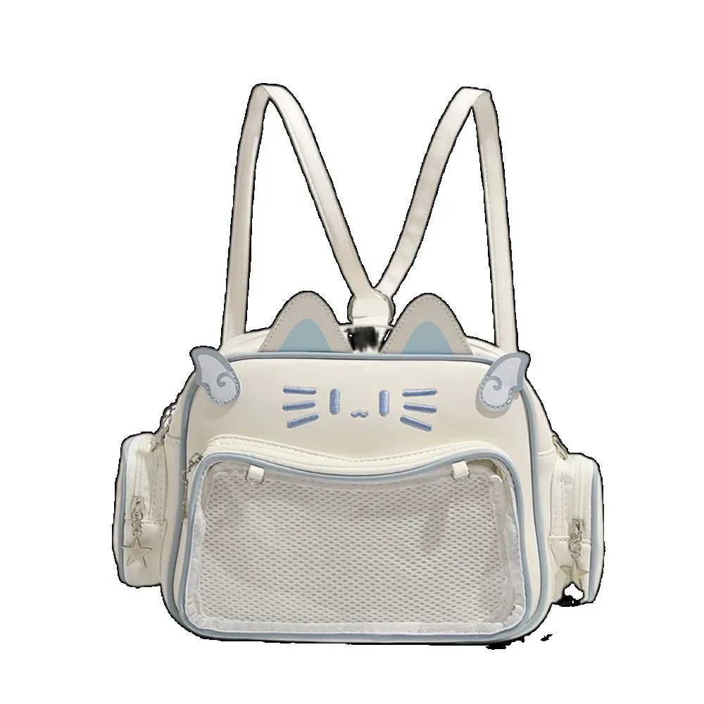 sac à dos ita bag y2k coréen kawaii pour femmes, en pu, avec poche transparente, esthétique, pour filles, à porter à l'épaule ou en bandoulière