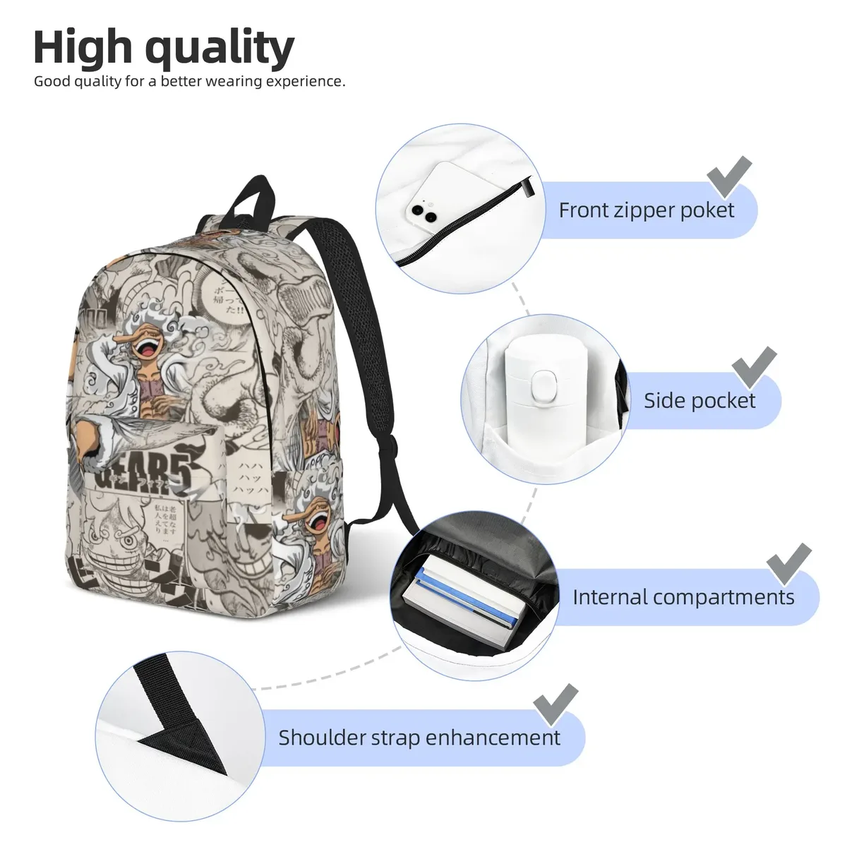 sac à dos luffys o-one-pieces pour hommes, femmes, adolescents, lycéens, randonnée, voyage, sac à bandoulière pour ordinateur portable, cadeau