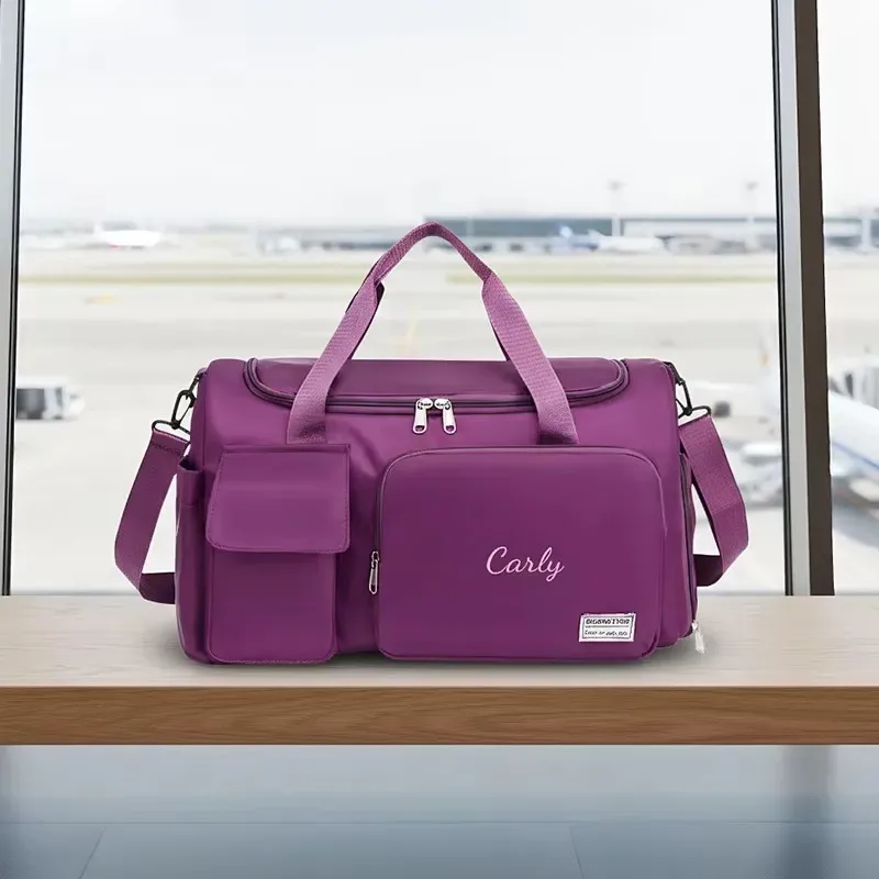 sac à bandoulière personnalisé avec broderie, multi-poches, grande capacité, sac de voyage, sac à bandoulière, adapté aux voyages et aux vacances, sacs de rangement.