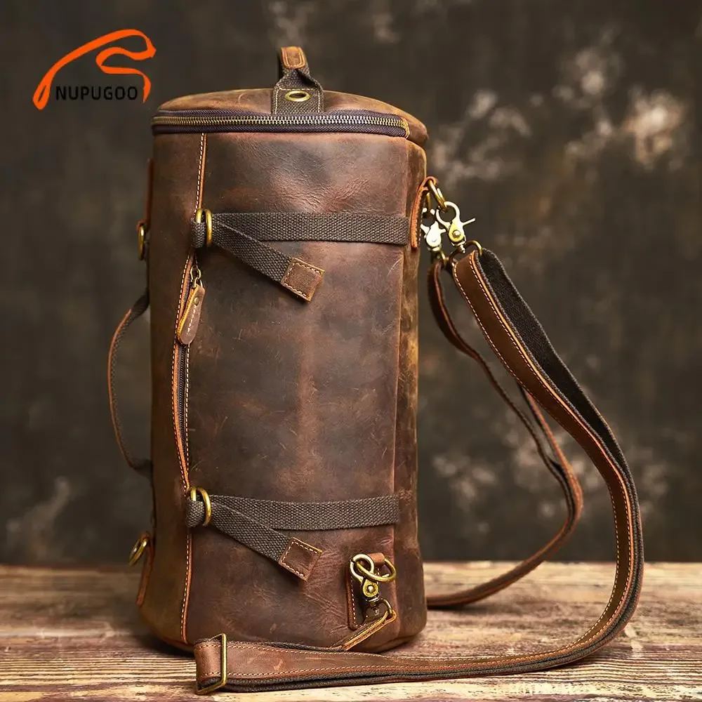 NUPUGOO-Sac à dos multifonctionnel en cuir véritable pour homme, sac à main vintage, sac à bandoulière, sac à intervalles personnalisés