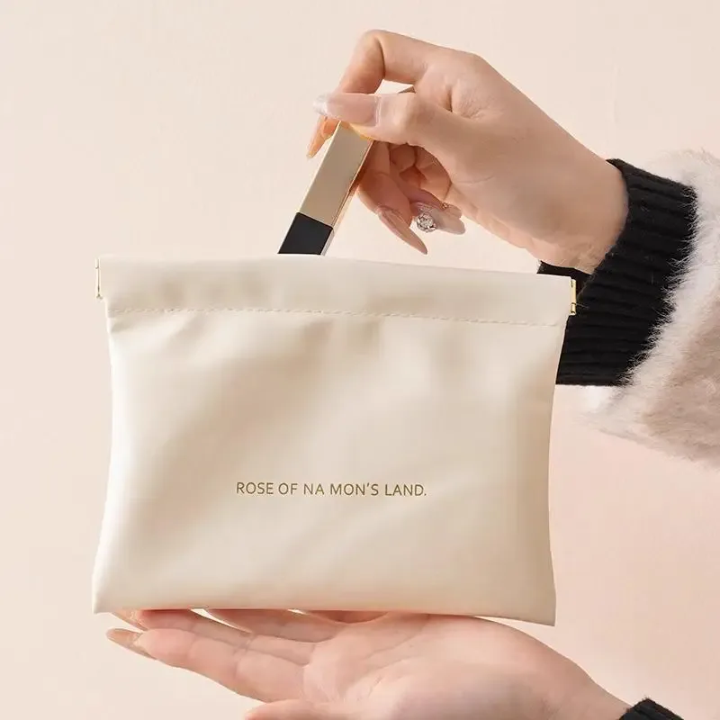 sac de rangement en cuir pu tendance, fermeture automatique, étanche, portable, pour écouteurs, câbles de charge, cosmétiques, rouges à lèvres et bijoux
