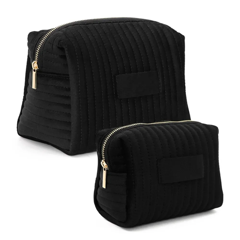 trousse de maquillage personnalisée grande capacité en velours couleur unie, organisateur de voyage, trousse de toilette, pochette cosmétique mignonne, idéale pour le bureau