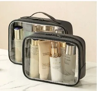 sac cosmétique transparent pour femmes, organiseur de maquillage en pvc transparent avec fermeture éclair, étui de rangement portable pour articles de toilette de voyage