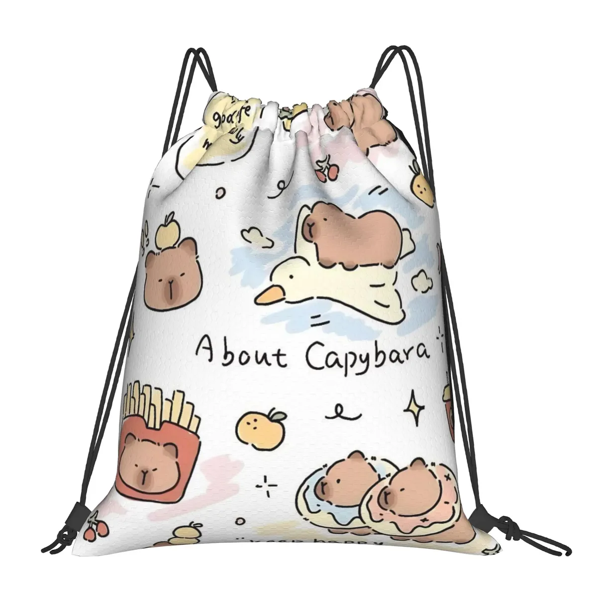 sac à dos à cordon de serrage capybara mignon, sac de sport résistant à l'eau, sac à cordon pour le yoga, 36 cm (largeur) x 43 cm (hauteur)