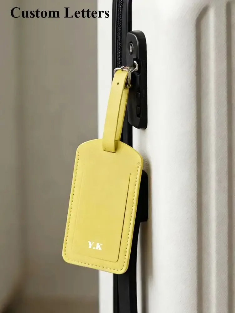 étiquette à bagages en cuir véritable personnalisée avec nom, lettres personnalisées, accessoires de voyage, étiquette de valise, étiquette de bagage de luxe, marqueur de valise à roulettes