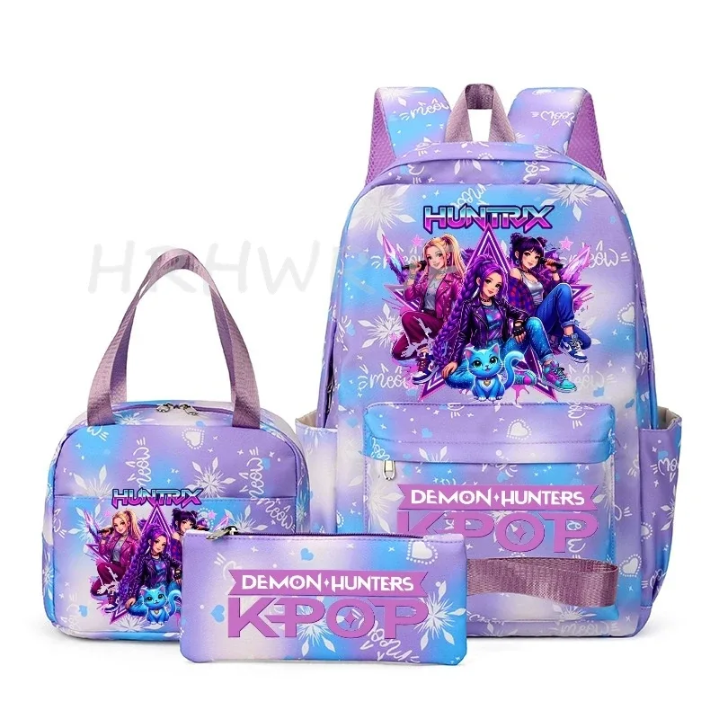 sac à dos kpop demon hunters, simple, grande capacité, pour le sport, les voyages, les étudiants, les ordinateurs portables, les sacs d'école, les loisirs, 3 pièces yk2