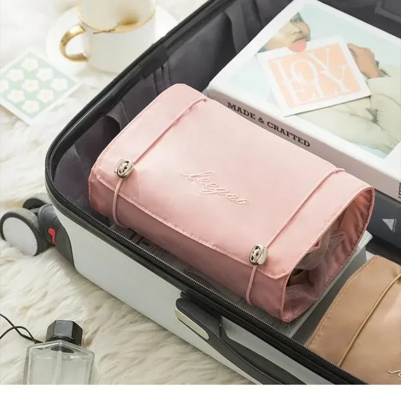 sacs de maquillage 4 en 1, sac à cosmétiques détachable, portable, grande capacité, pliable, voyage, rangement de cosmétiques, trousse de toilette