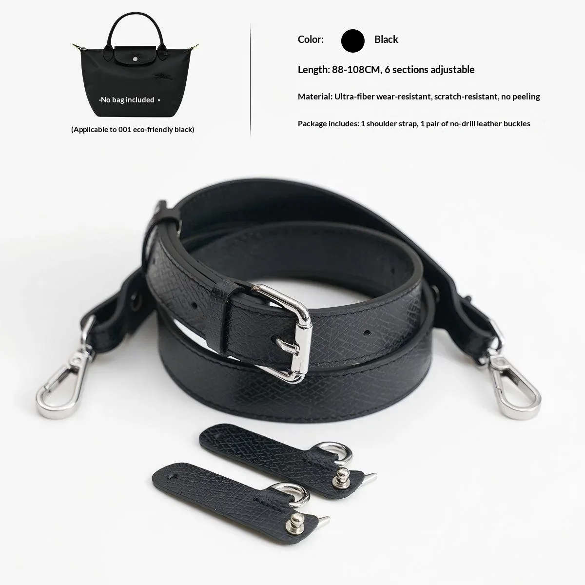 bandoulière en cuir pour sac longchamp s/m, kit de conversion de bandoulière en cuir durable pour sacs bandoulière pour femmes