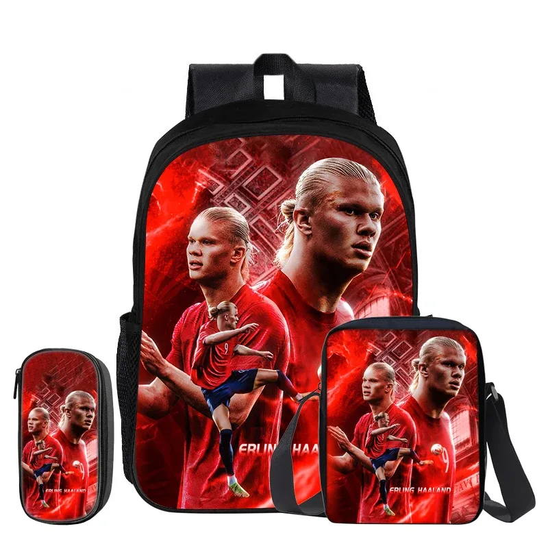 haaland – ensemble de 3 sacs à dos, sac à bandoulière, sacs à crayons, sac à livres, sac à dos de star du football, mochila, cartable de sport, cadeau pour enfants
