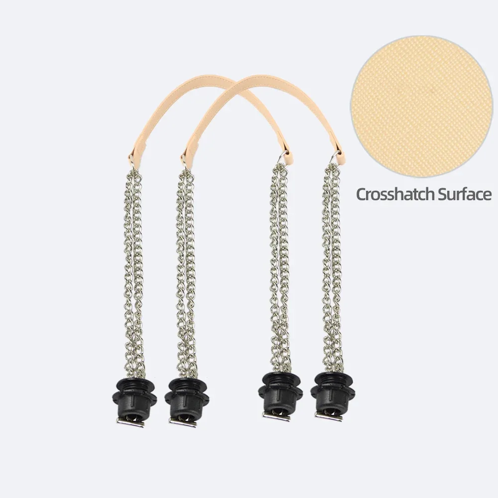 1 paire d'accessoires obag longues poignées en cuir sangles argent longue double chaîne sous les bras pour o sac fourre-tout femmes sacs à main à bandoulière