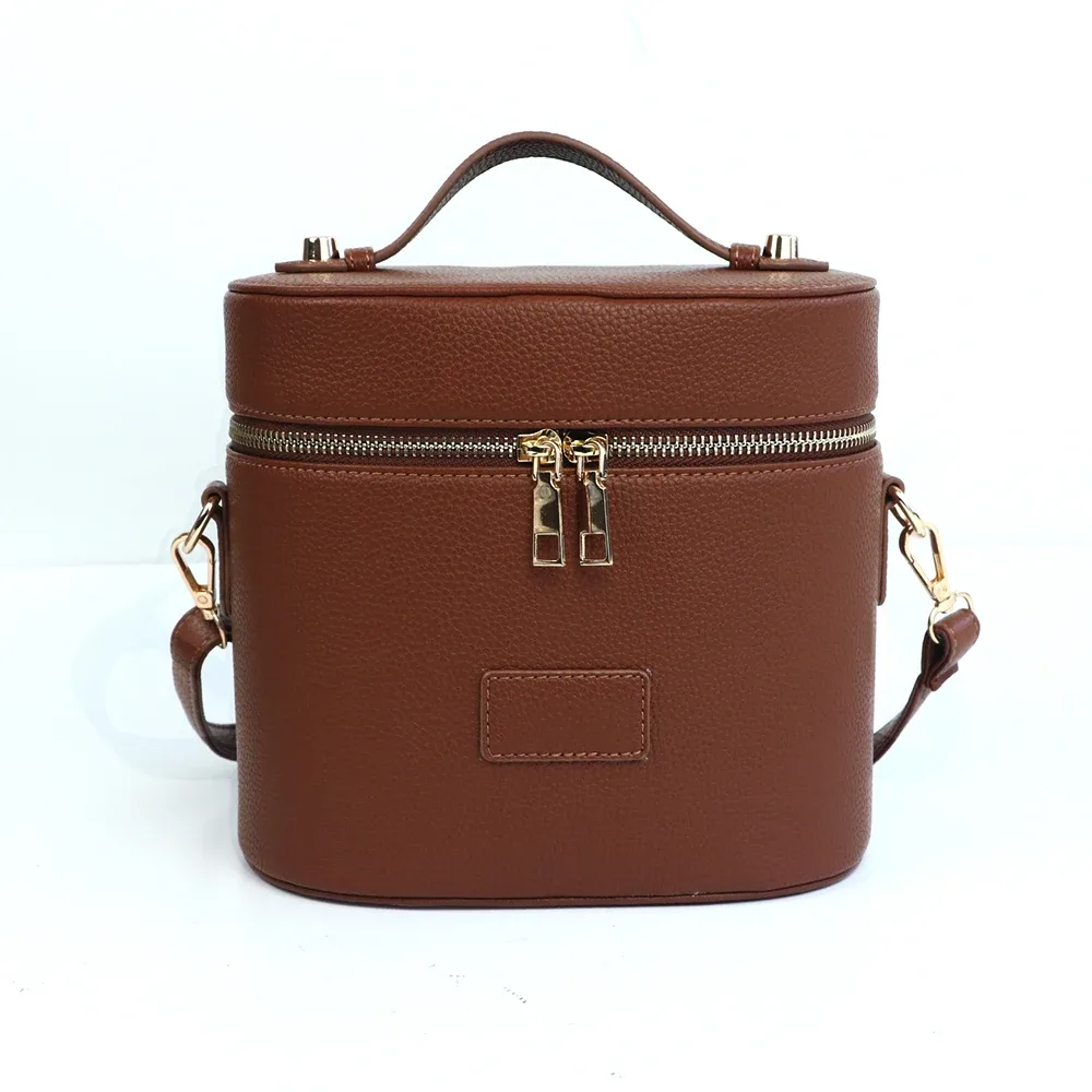 sac cosmétique en cuir personnalisable avec bandoulière - grande capacité, étanche, portable, avec compartiment amovible