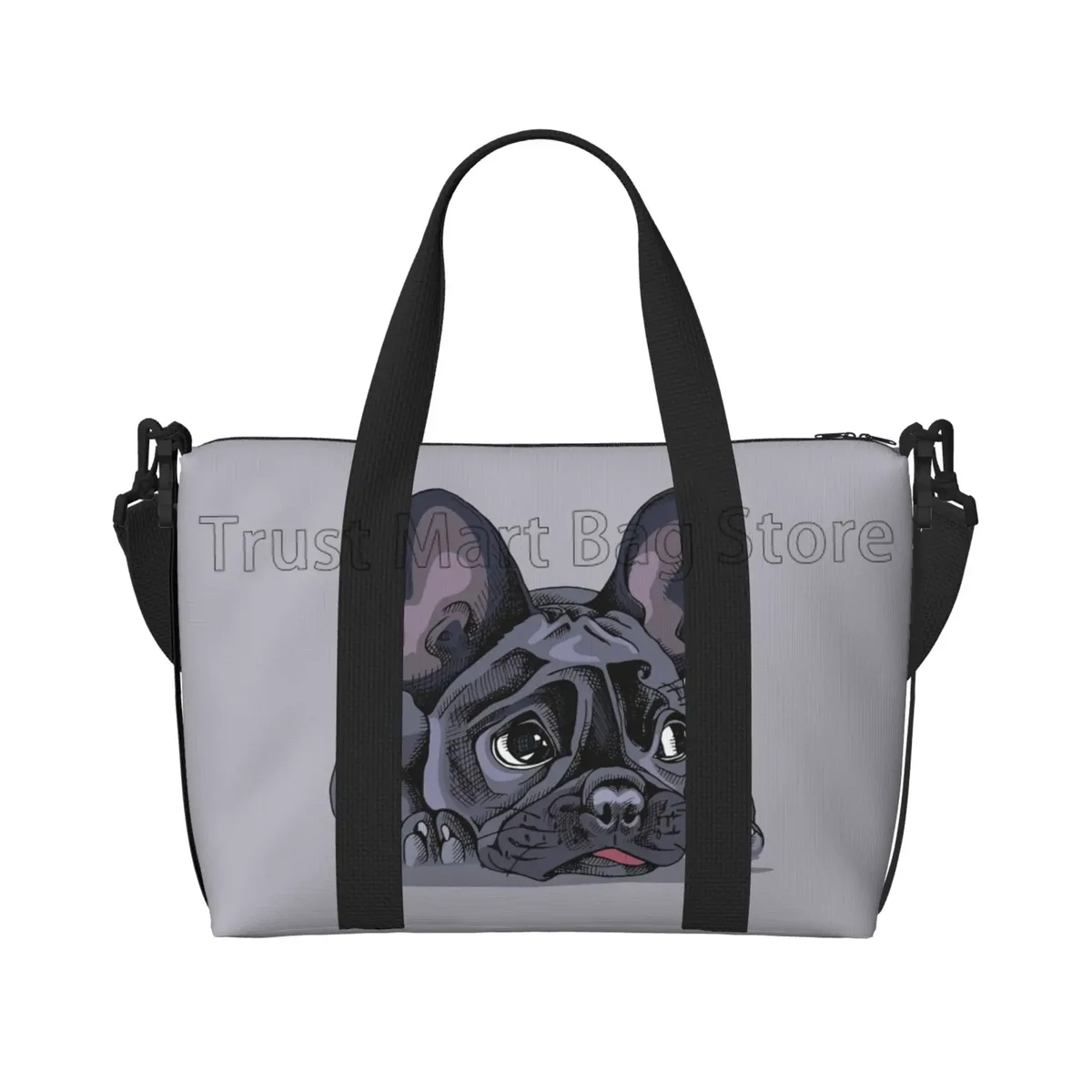 sacs polochons de voyage imprimés d'art bouledogue français, fourre-tout de sport léger, sac de sport, sac de week-end à bandoulière pour hommes et femmes