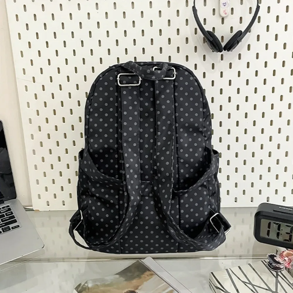 sac à dos coréen à pois pour femme, style preppy, polyvalent, léger en nylon, idéal pour étudiants, voyages et usage quotidien