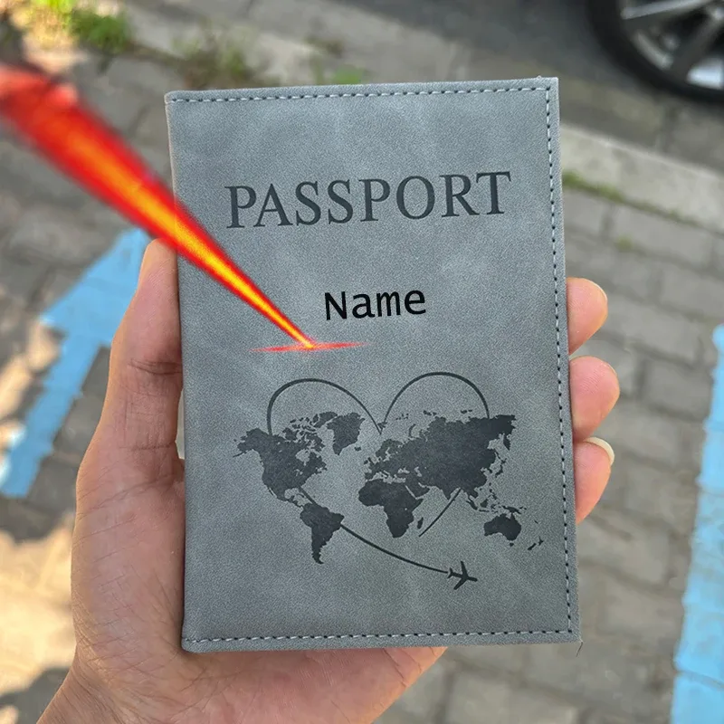 porte-passeport avec nom personnalisé, portefeuille de voyage, couverture en cuir gravé, cadeaux de voyage, accessoires de voyage pour femmes et hommes