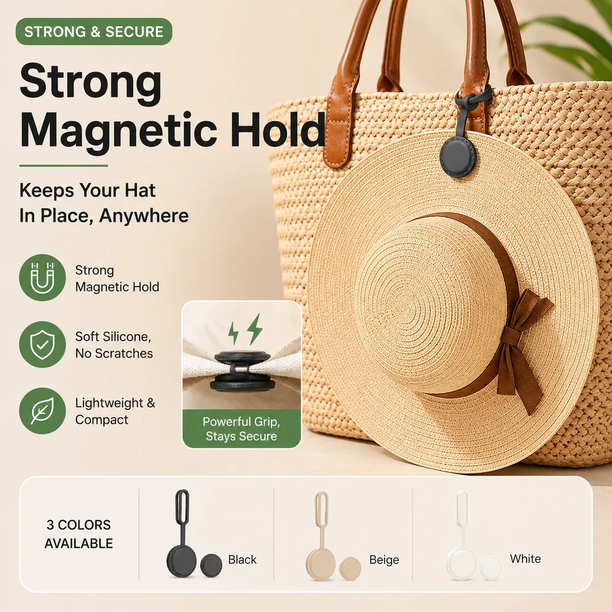 clip magnétique pour chapeau en silicone, support de chapeau dissimulé pour sacs, clip de voyage pour casquette, support de chapeau portable pour bagages et sac à dos