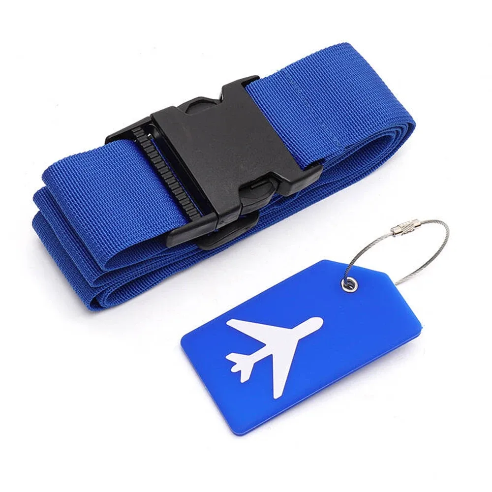 ensemble de sangles de bagages avec étiquette de bagage, plusieurs couleurs de sangles de bagage adaptées à différents types de bagages adaptées aux voyages