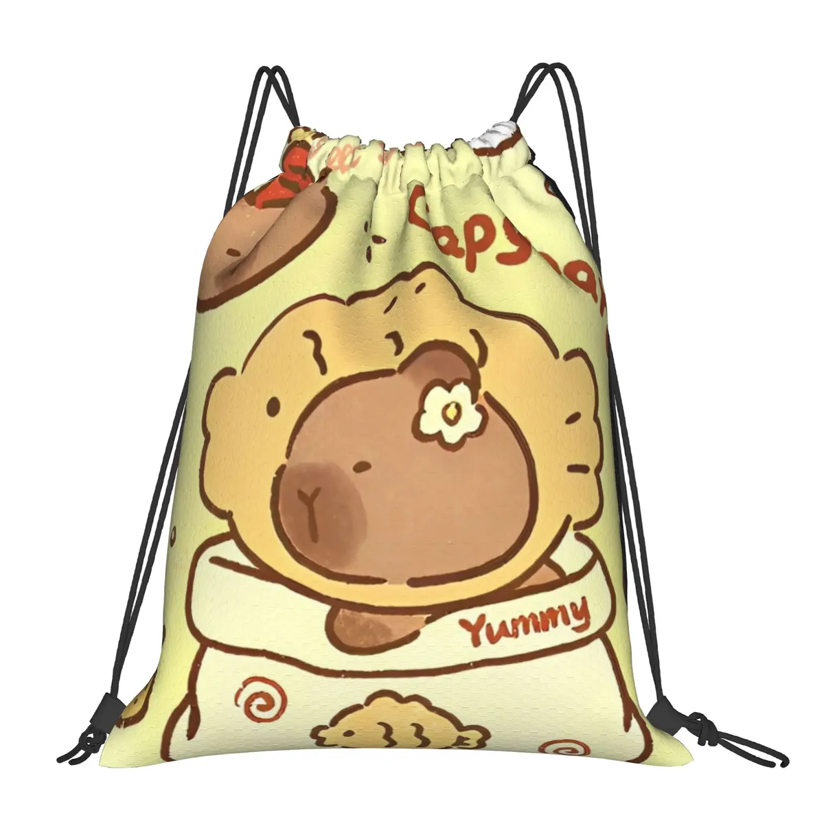 sac à dos à cordon de serrage capybara mignon, sac de sport résistant à l'eau, sac à cordon pour le yoga, 36 cm (largeur) x 43 cm (hauteur)