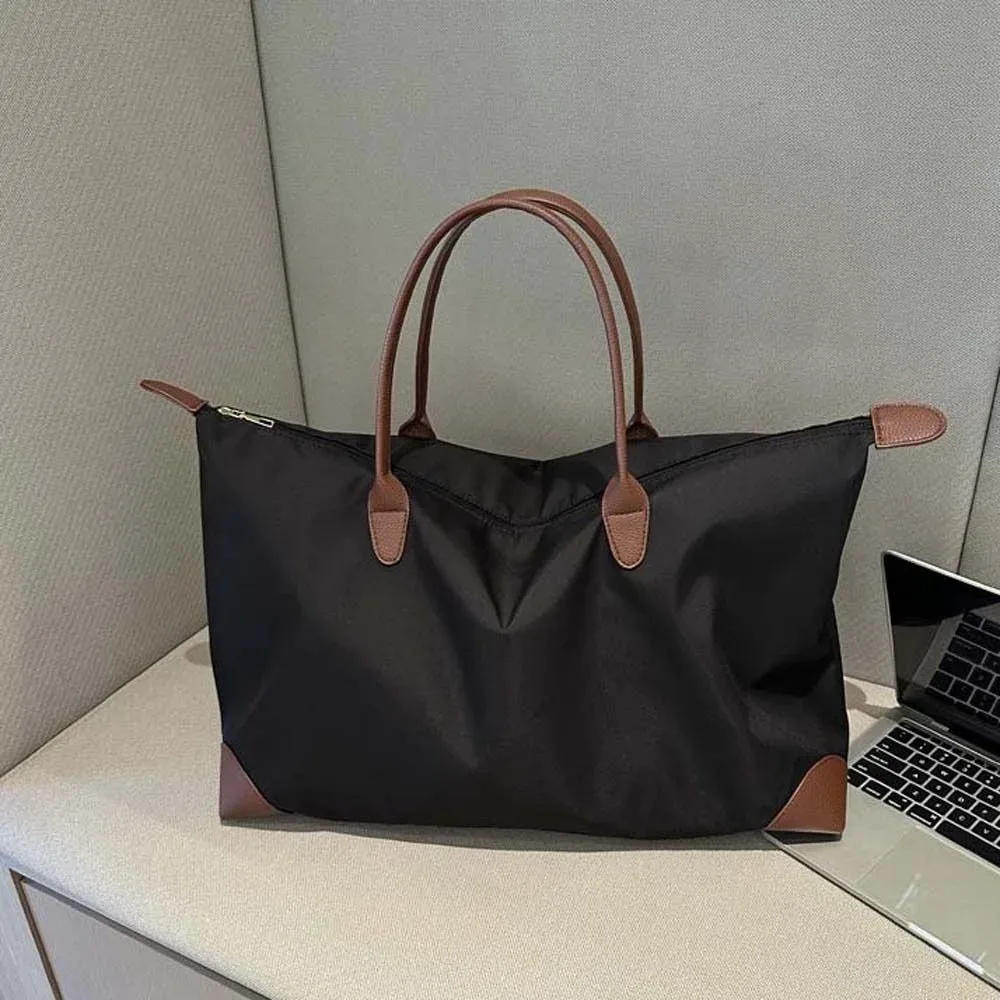sac fourre-tout oxford de couleur unie, imperméable, grande capacité, sac à bandoulière en nylon, sac de shopping, style coréen, sac simple sous le bras, pour l'extérieur