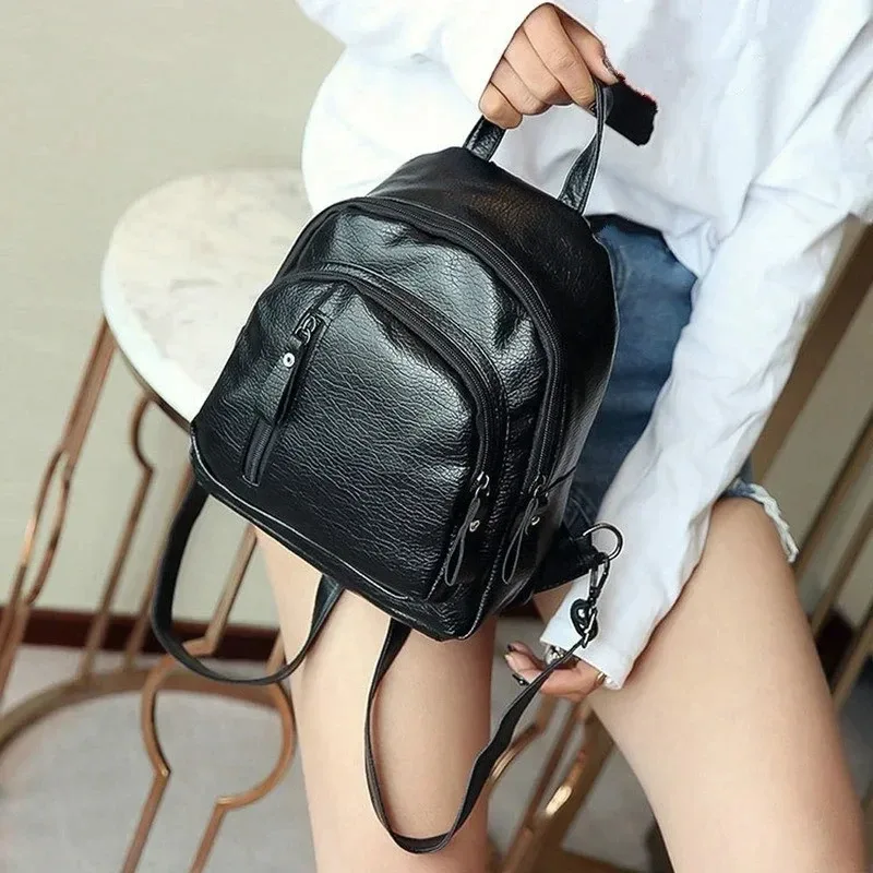 sac à dos noir à la mode et polyvalent, mini petit sac à bandoulière design en toile, sac à dos de sport étanche de voyage unisexe