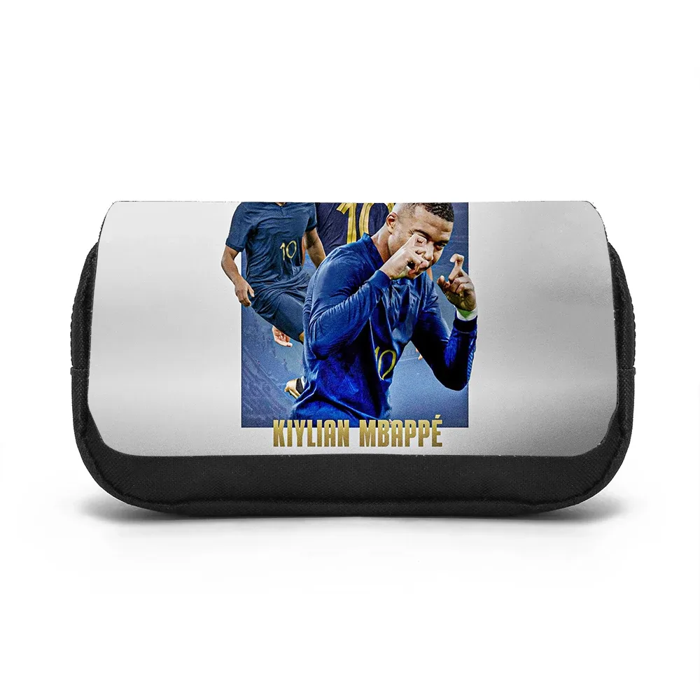 trousse de papeterie grande capacité double compartiment m-mbappe, motif étoile de football, pour étudiants