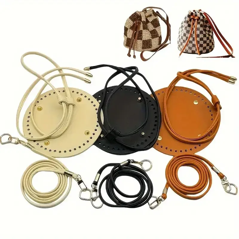 Ensemble de 6 accessoires pour la fabrication de sacs à main et sacs bandoulière DIY faits main : Sangle de sac ronde + Bandoulière + Ensemble d'accessoires pour sac seau à cordon, idéal pour la création de sacs et de portefeuilles faits main, Cadeau