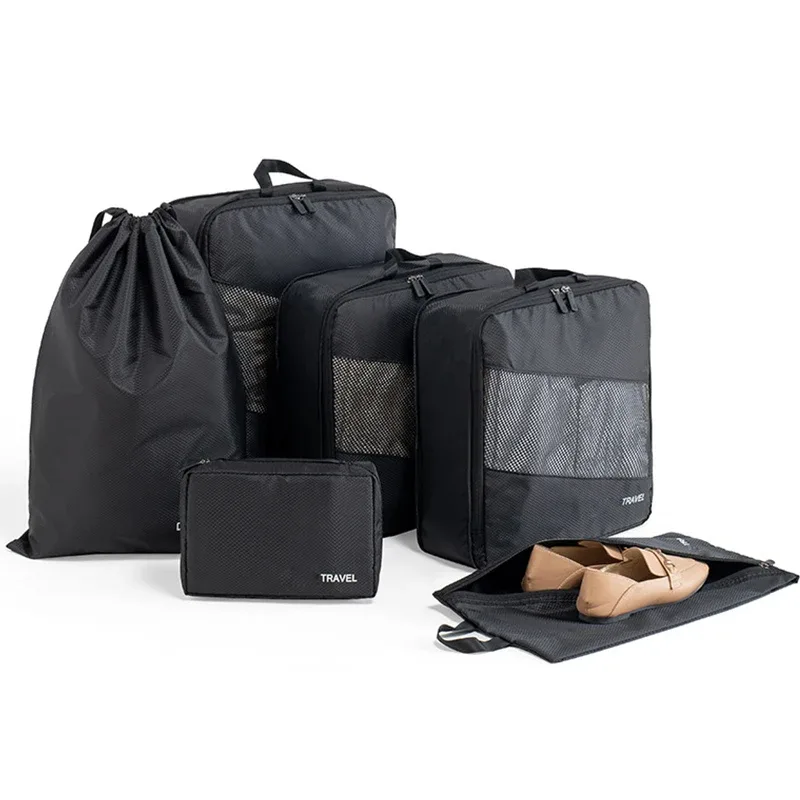 lot de 6 cubes de compression étanches pour bagages de voyage – organisateurs de valises, sacs de rangement compressibles