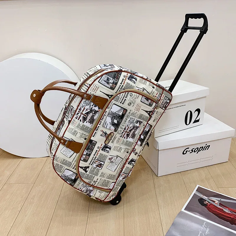 valise de voyage de grande capacité pour femmes, sacs à roulettes, oxford, bagages roulants étanche, sac de voyage avec roulettes