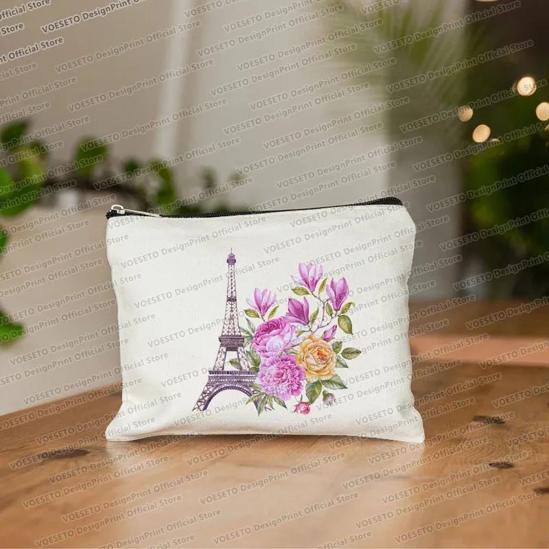 sac de maquillage imprimé tour eiffel de paris, trousse de toilette de voyage, organiseur de cosmétiques, pochette en toile pour femme, fermeture éclair, sacs à cosmétiques, meilleur cadeau