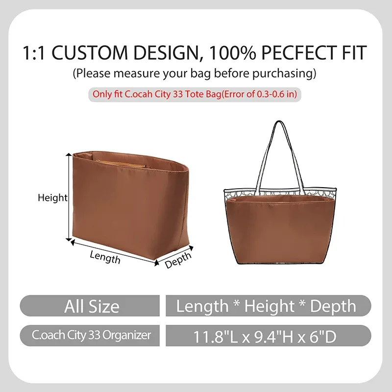 organisateur de sac en nylon souple et durable pour city 33, accessoire de rangement intérieur pour sac à main, idéal comme cadeau