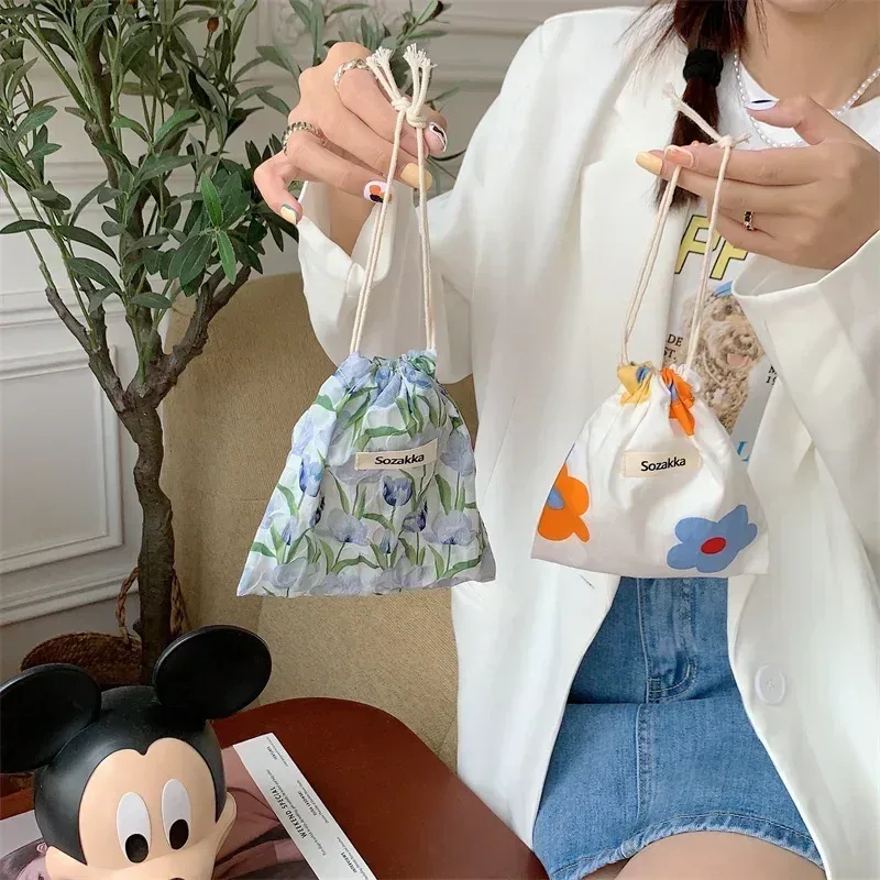 sac de rangement pour cosmétiques de voyage pour femmes, sacs à main de maquillage mignons, portefeuille kawaii grill floral, rouge à lèvres, porte-monnaie en poudre, petit