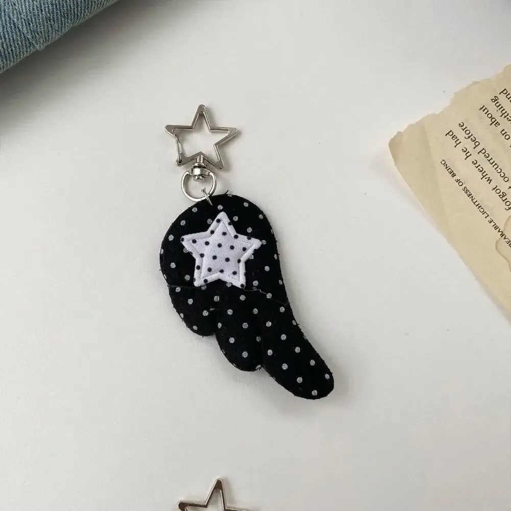 1pc porte-clés aile d'ange tendance polyvalent, pendentif de sac à pois, breloque de sac y2k avec fermoir étoile, décoration suspendue pour sac à dos et sac à main