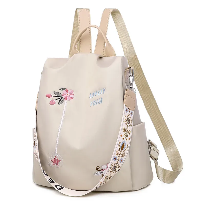 Sac à dos Oxford étanche pour femmes, sac à dos brodé de grande capacité, sacs de voyage, nouveau sac d'école pour étudiantes, sac à dos décontracté pour dames