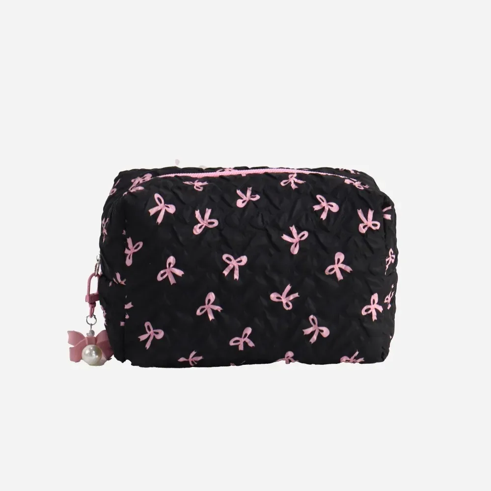 sac à cosmétiques imprimé grande capacité, rangement de documents roses, pochette de maquillage en poudre, sac de voyage, mode, bow107