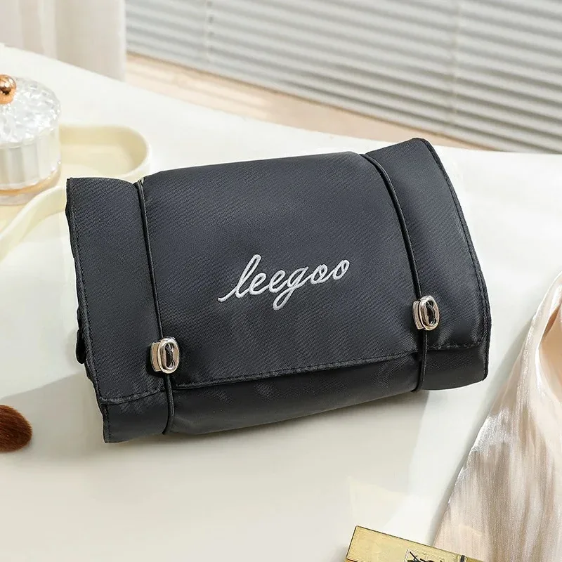 trousse de maquillage détachable 4-en-1, organiseur de cosmétiques pliable avec pochettes amovibles pour les voyages et le quotidien