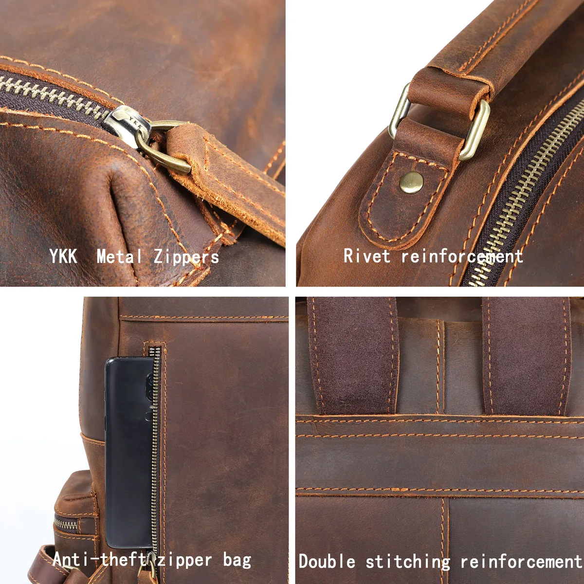 s.worker – sac à dos vintage en cuir véritable pour hommes, grand sac à bandoulière en cuir de vache pour ordinateur portable, sac d'école classique vintage crazy horse