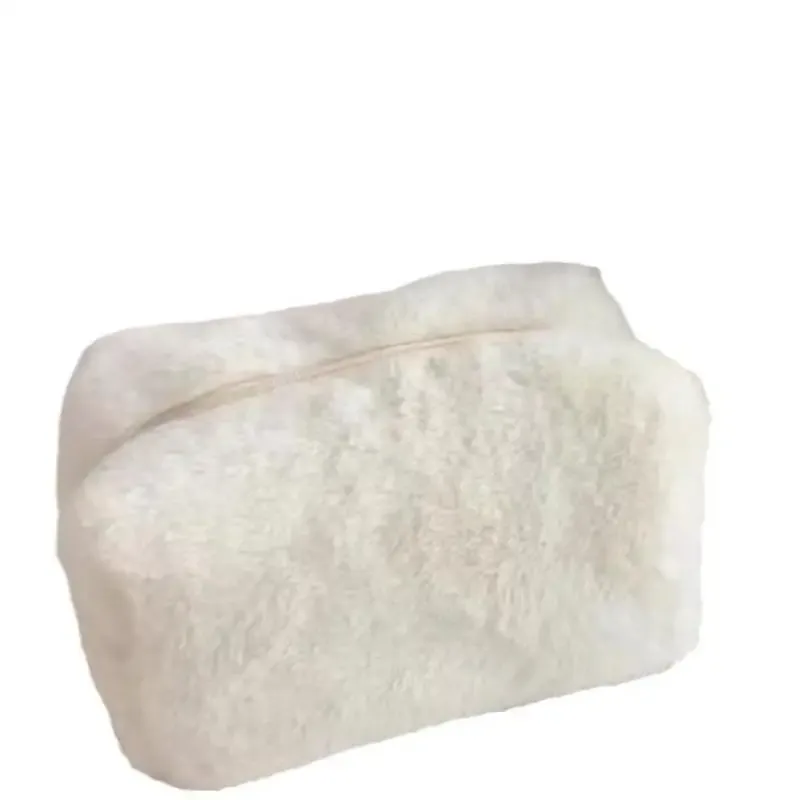 sac de beauté en peluche douce pour femmes, étuis à cosmétiques de voyage compacts, paquets de toilette à fermeture éclair unique, pochette de douche, sacs de rangement