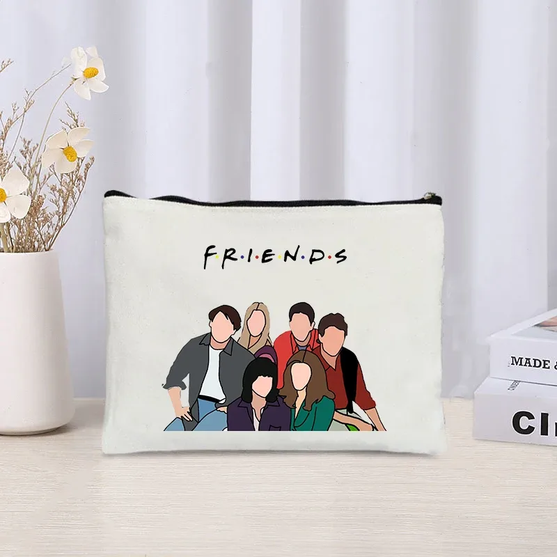 émission de télévision amis voyage organisateur cosmétique kawaii trousse de maquillage pour femmes sac à main écologique toile trousse à crayons maquillage pochette sacs
