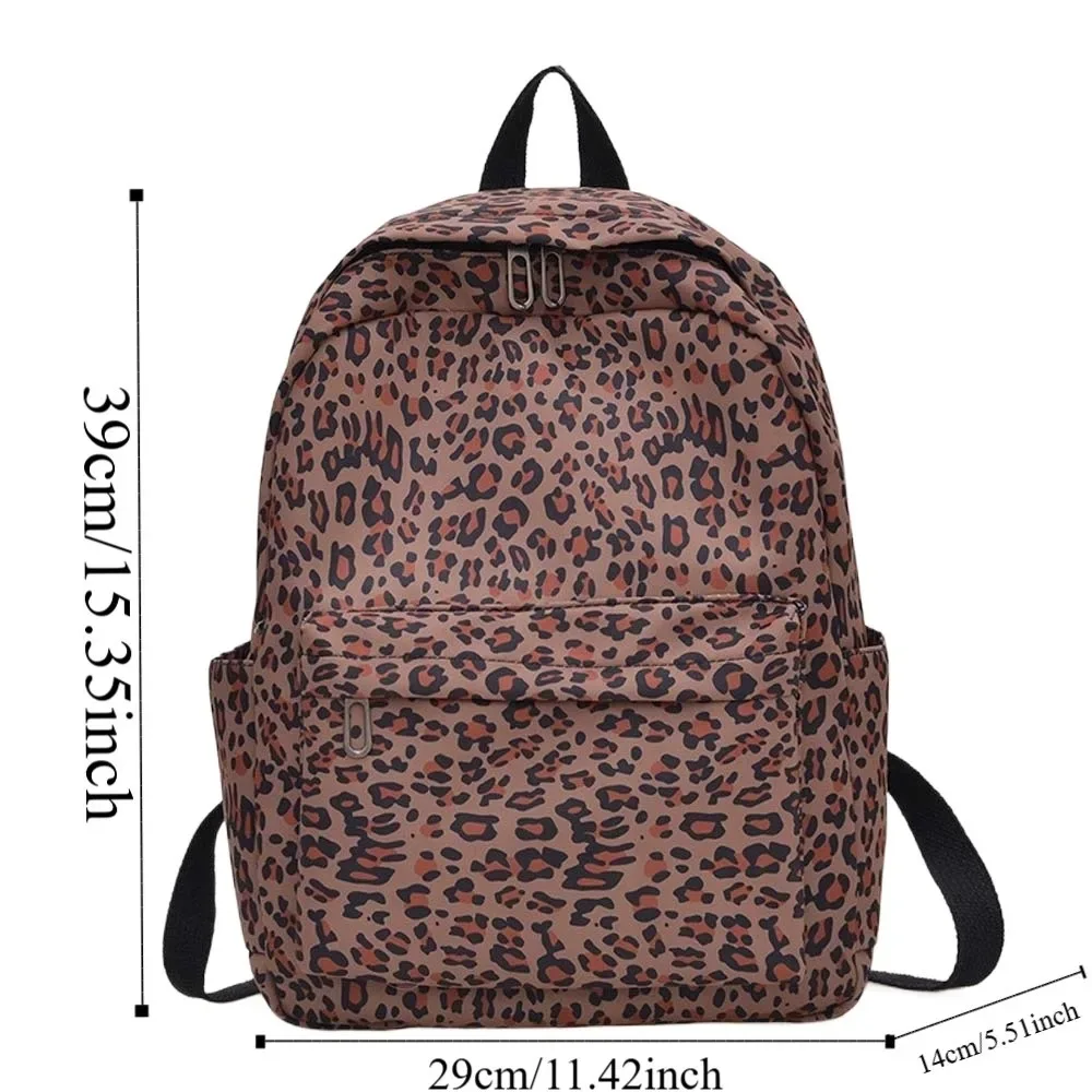 sac pour ordinateur portable en nylon à imprimé léopard, sac à dos rétro, sac d'école pour étudiants, sangle fixe en polyester, sac à dos de grande capacité pour hommes