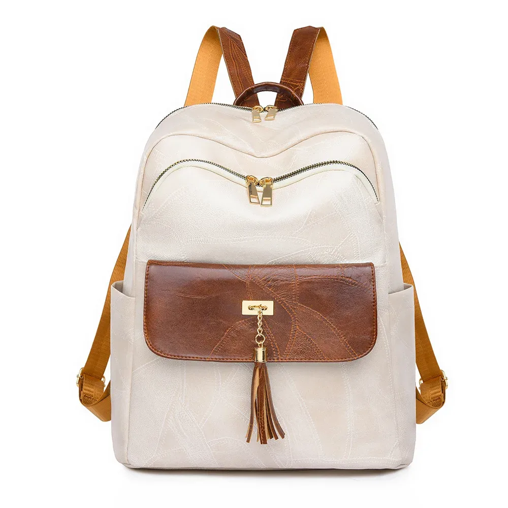 Sac à dos en cuir PU à la mode pour femmes, voyage de styliste, académie, déplacement quotidien, sac à main/sac à bandoulière rétro multifonctionnel