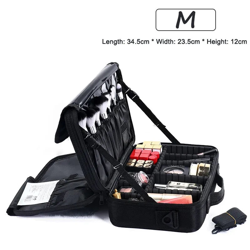trousse à cosmétiques professionnelle pour femme, sacs à cosmétiques en cuir, oxford imperméable, grande capacité, étui de maquillage de voyage pour maquilleuse