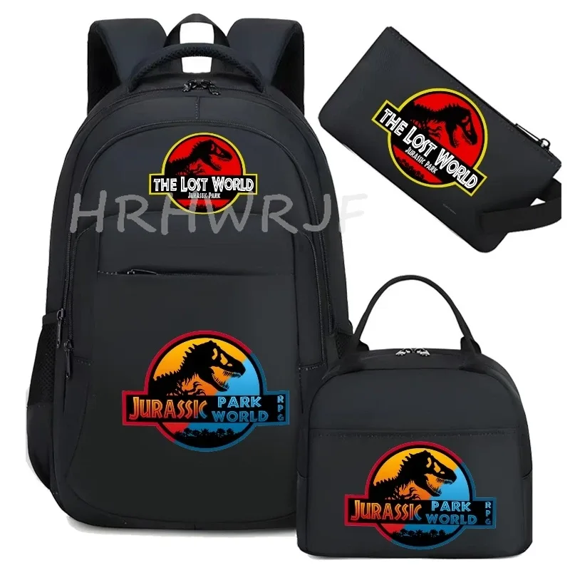 sac à dos jurassic world park, sac à dos de voyage camouflage dinosaure avec sacs à lunch, sacs d'école pour ordinateur portable pour femmes et hommes, 3 pièces