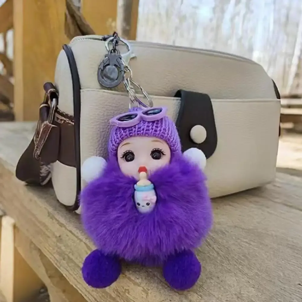 porte-clés en peluche pour bébé endormi, breloque, poupée moelleuse, sac de voiture, accessoire de mode pour femmes, décoration de sac à dos, cadeau
