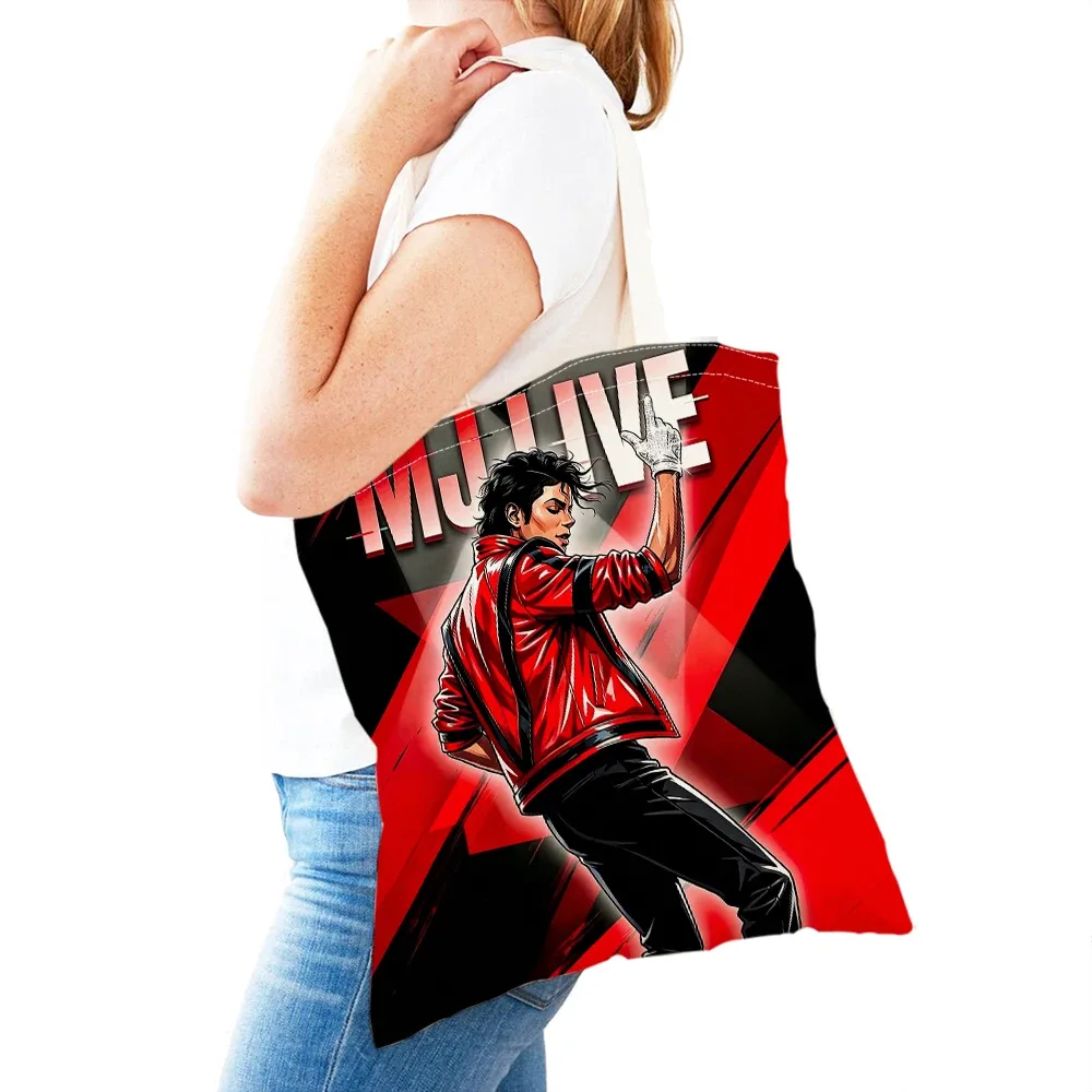 michael jackson – sac de shopping pour femmes, double impression, sacs de shopping super star lady, sac à main design, sac fourre-tout écologique, portable et pratique