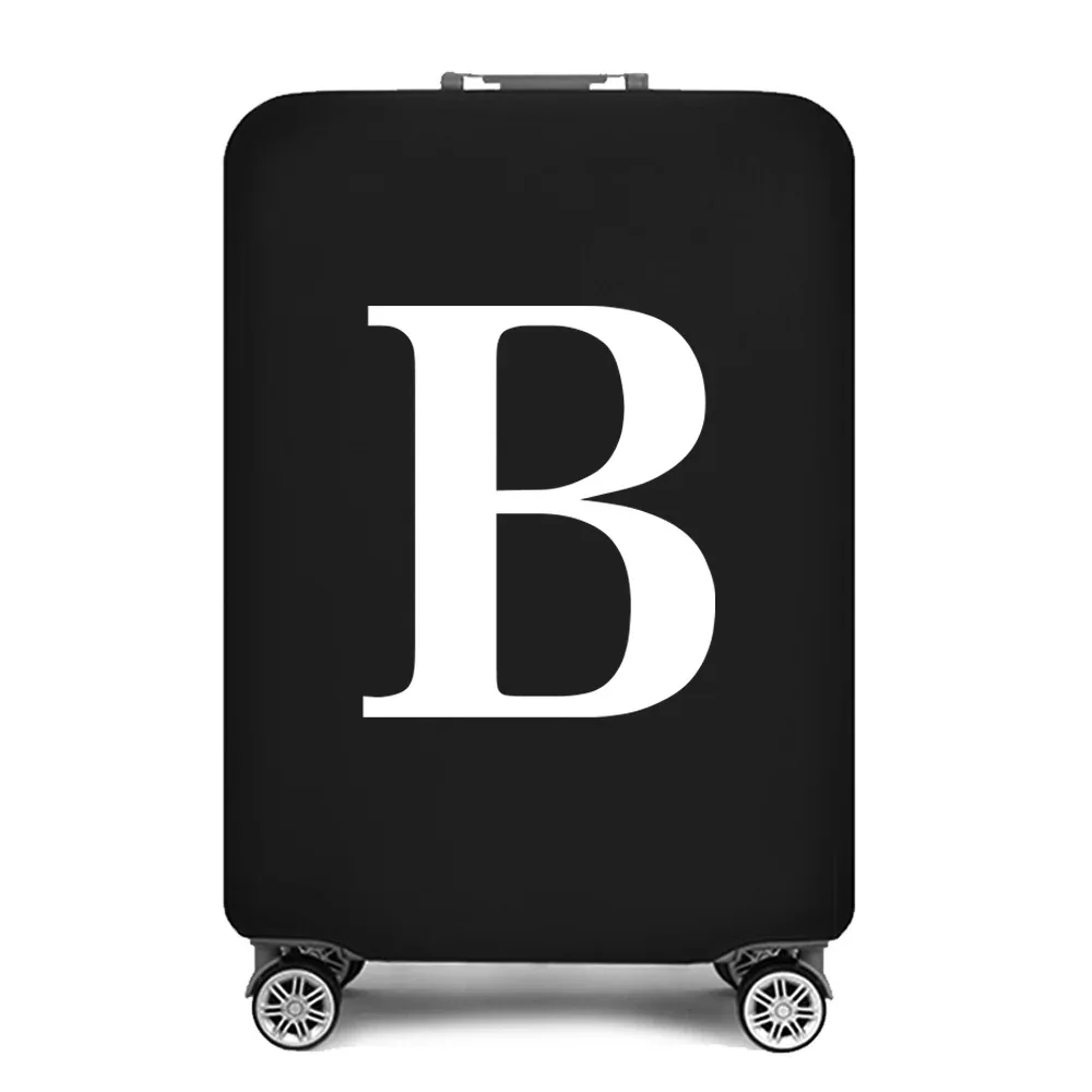 housse de protection pour bagages, housse de protection pour valise de 18 à 28 pouces, accessoires de voyage, 26 lettres blanches imprimées, housse anti-poussière élastique