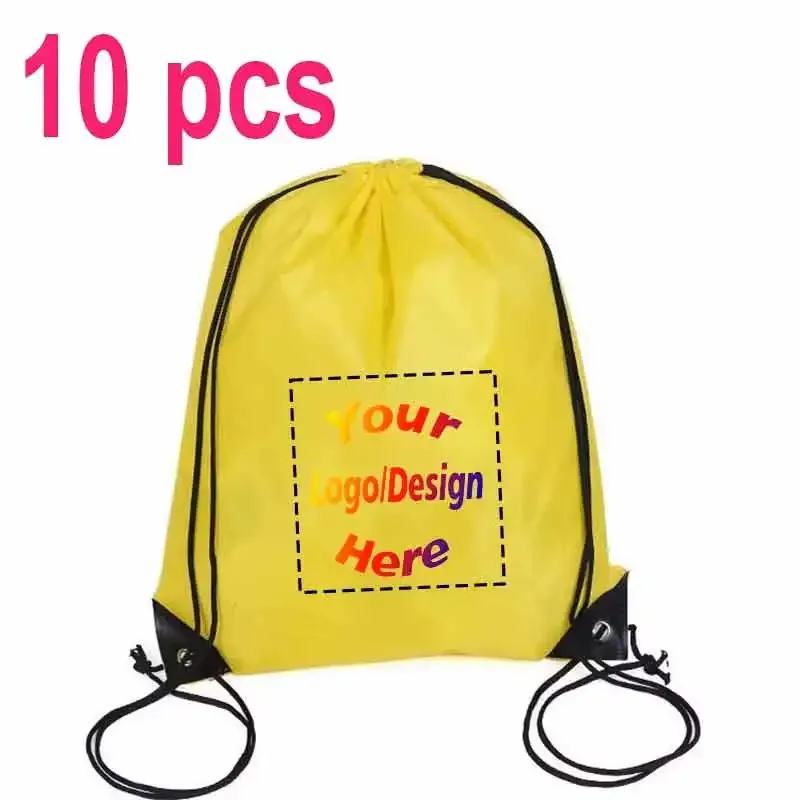 10 sacs à dos personnalisés avec cordon de serrage, imperméables, pour la gym, le sport, le football, sacs promotionnels décontractés pour l'extérieur, impression de logo